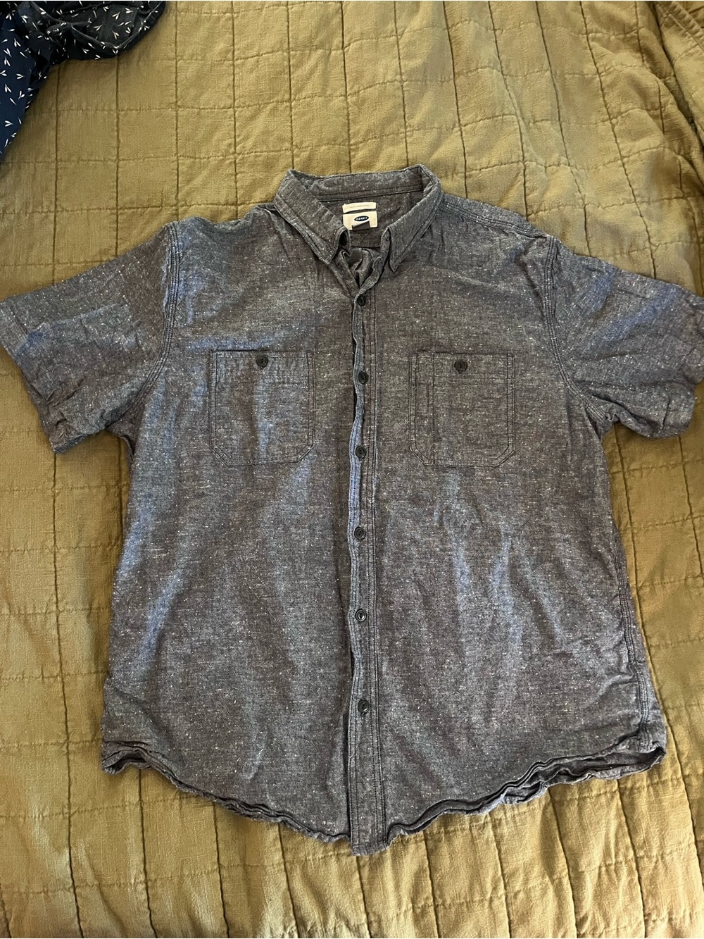 Men's Old Navy Short-Sleeve Cotton Button-Up Shirt - Denim Blue
